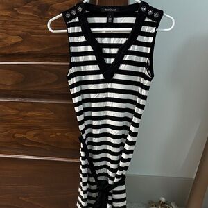 Black and White Striped Sleeveless Dress